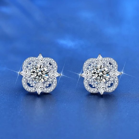 Certified 1ct. t.w. Diamond Elegant Earrings 18k White Gold over Italian Silver - Picture 4 of 16